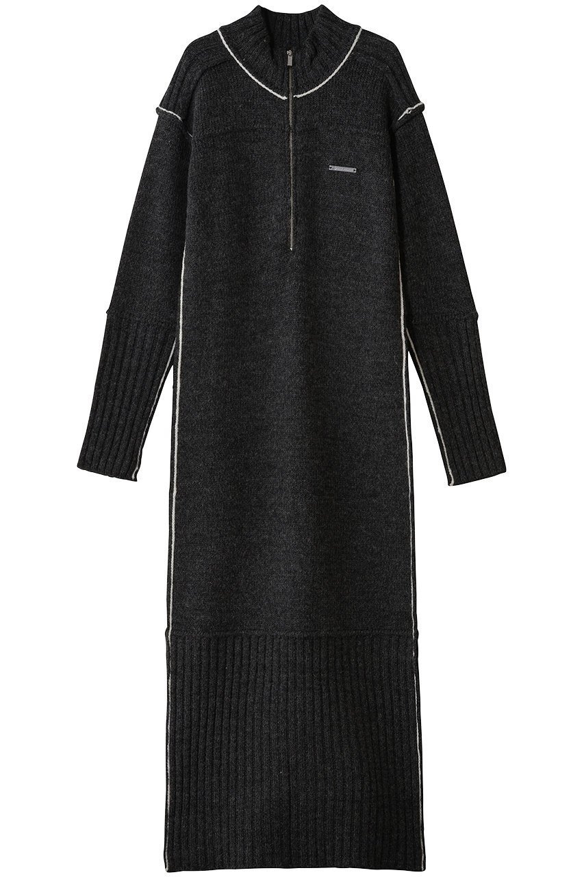 【プランク プロジェクト/PRANK PROJECT】のフロントZIPニットワンピース 人気、トレンドファッション・服の通販 founy(ファニー) 　ファッション　Fashion　レディースファッション　Fashion for Women　ワンピース　Dresses　ニットワンピース　Knit Dresses　インナー　Innerwear　スリット　Slit, Slit Detail　センター　Center, Center Line　ハイネック　High Neck, Mock Neck　フロント　Front, Front Design　切替　Switching, Contrast Panel　防寒　Cold Protection, Winter-Ready　 other-1|ID: prp329100004925160 ipo3291000000036957378