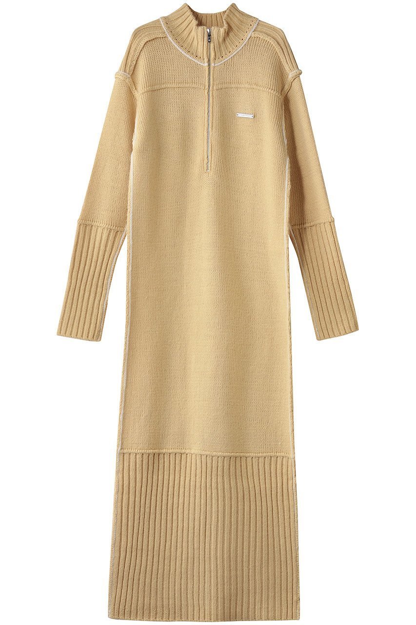 【プランク プロジェクト/PRANK PROJECT】のフロントZIPニットワンピース インテリア・キッズ・メンズ・レディースファッション・服の通販 founy(ファニー) 　ファッション　Fashion　レディースファッション　Fashion for Women　ワンピース　Dresses　ニットワンピース　Knit Dresses　インナー　Innerwear　スリット　Slit, Slit Detail　センター　Center, Center Line　ハイネック　High Neck, Mock Neck　フロント　Front, Front Design　切替　Switching, Contrast Panel　防寒　Cold Protection, Winter-Ready　YEL(イエロー)|ID: prp329100004925160 ipo3291000000036957380