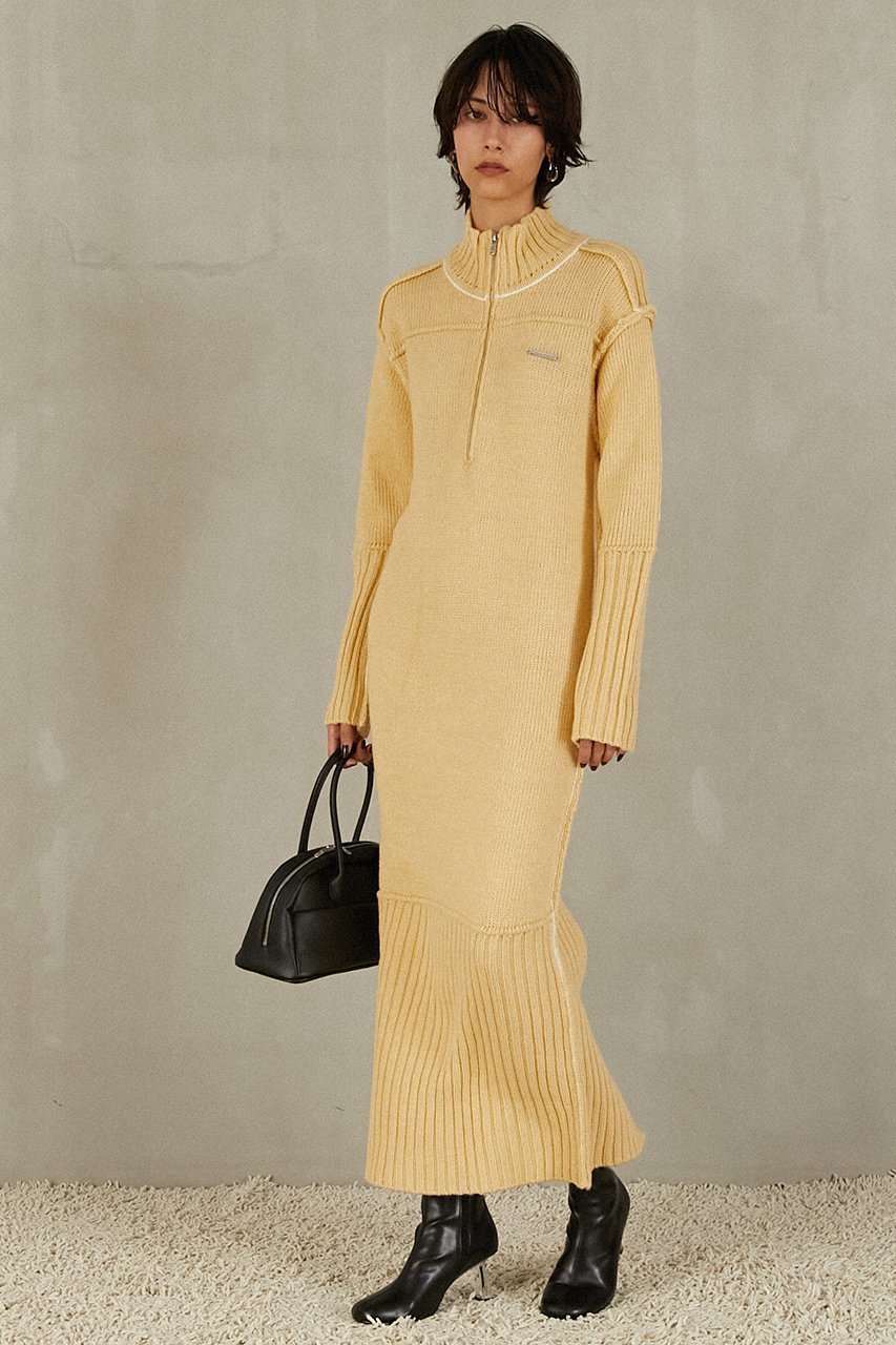 【プランク プロジェクト/PRANK PROJECT】のフロントZIPニットワンピース 人気、トレンドファッション・服の通販 founy(ファニー) 　ファッション　Fashion　レディースファッション　Fashion for Women　ワンピース　Dresses　ニットワンピース　Knit Dresses　インナー　Innerwear　スリット　Slit, Slit Detail　センター　Center, Center Line　ハイネック　High Neck, Mock Neck　フロント　Front, Front Design　切替　Switching, Contrast Panel　防寒　Cold Protection, Winter-Ready　other-7|ID: prp329100004925160 ipo3291000000036957386