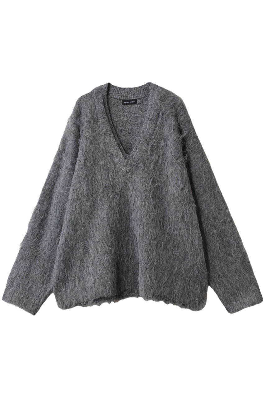 【メゾンスペシャル/MAISON SPECIAL】のLong Shaggy V-neck Knit/ロングシャギーVネックニット インテリア・キッズ・メンズ・レディースファッション・服の通販 founy(ファニー) 　ファッション　Fashion　レディースファッション　Fashion for Women　トップス・カットソー　Cut & Sew Tops　ニット　Knit Tops & Sweaters　カジュアルプルオーバー・ニットトップス　Pullovers & Knit Tops / Casual Pullovers　Vネックトップス　V-Neck Tops / V-Cut Neckline Shirts　リラックス　Relax, Relaxed Fit　エレガント 上品　Elegant　GRY(グレー)|ID: prp329100004925176 ipo3291000000036957811
