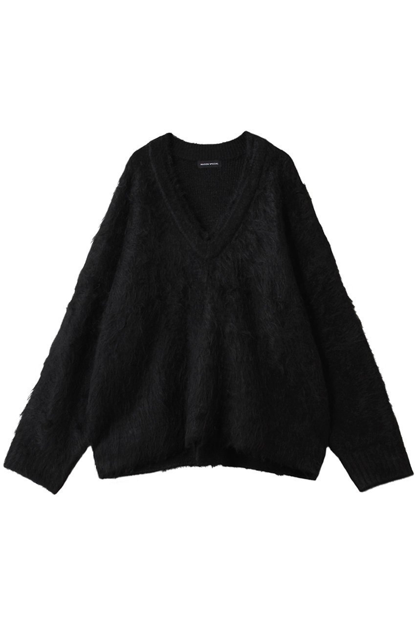 【メゾンスペシャル/MAISON SPECIAL】のLong Shaggy V-neck Knit/ロングシャギーVネックニット インテリア・キッズ・メンズ・レディースファッション・服の通販 founy(ファニー) 　ファッション　Fashion　レディースファッション　Fashion for Women　トップス・カットソー　Cut & Sew Tops　ニット　Knit Tops & Sweaters　カジュアルプルオーバー・ニットトップス　Pullovers & Knit Tops / Casual Pullovers　Vネックトップス　V-Neck Tops / V-Cut Neckline Shirts　リラックス　Relax, Relaxed Fit　エレガント 上品　Elegant　BLK(ブラック)|ID: prp329100004925176 ipo3291000000036957812