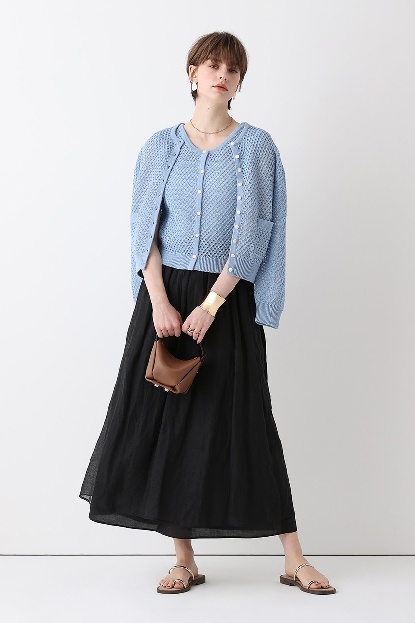 【アルアバイル/allureville】の透かし編みカーディガン 人気、トレンドファッション・服の通販 founy(ファニー) 　ファッション　Fashion　レディースファッション　Fashion for Women　トップス・カットソー　Cut & Sew Tops　ニット　Knit Tops & Sweaters　カーディガン・羽織り　Layered Style Cardigans　カーディガン　Cardigan, Knitwear　シンプル　Simple, Minimal　ミックス　Mix, Mixed Style　メタリック　Metallic, Shiny Finish　メッシュ　Mesh, Net Fabric　エレガント 上品　Elegant　再入荷　Restock / Back in Stock　夏　Summer　other-4|ID: prp329100004925190 ipo3291000000036957997