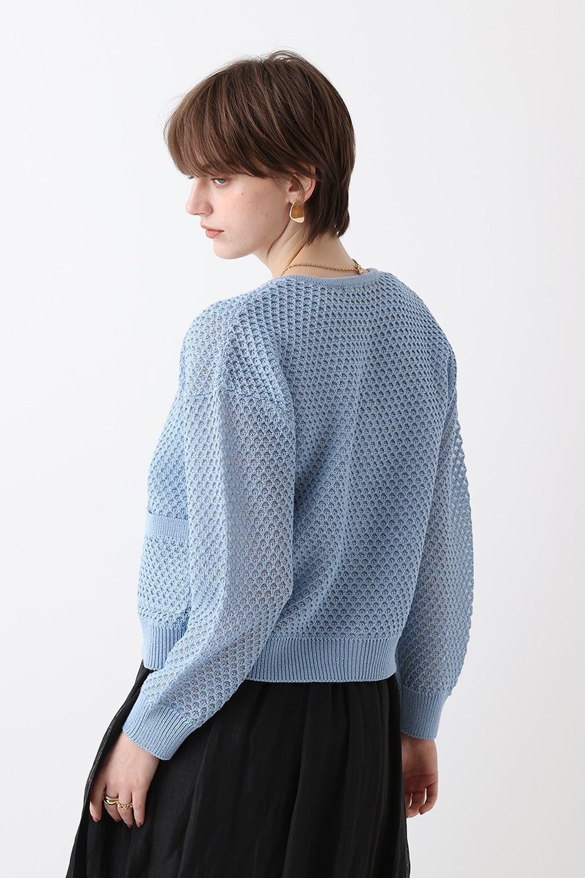 【アルアバイル/allureville】の透かし編みカーディガン 人気、トレンドファッション・服の通販 founy(ファニー) 　ファッション　Fashion　レディースファッション　Fashion for Women　トップス・カットソー　Cut & Sew Tops　ニット　Knit Tops & Sweaters　カーディガン・羽織り　Layered Style Cardigans　カーディガン　Cardigan, Knitwear　シンプル　Simple, Minimal　ミックス　Mix, Mixed Style　メタリック　Metallic, Shiny Finish　メッシュ　Mesh, Net Fabric　エレガント 上品　Elegant　再入荷　Restock / Back in Stock　夏　Summer　other-8|ID: prp329100004925190 ipo3291000000036958001
