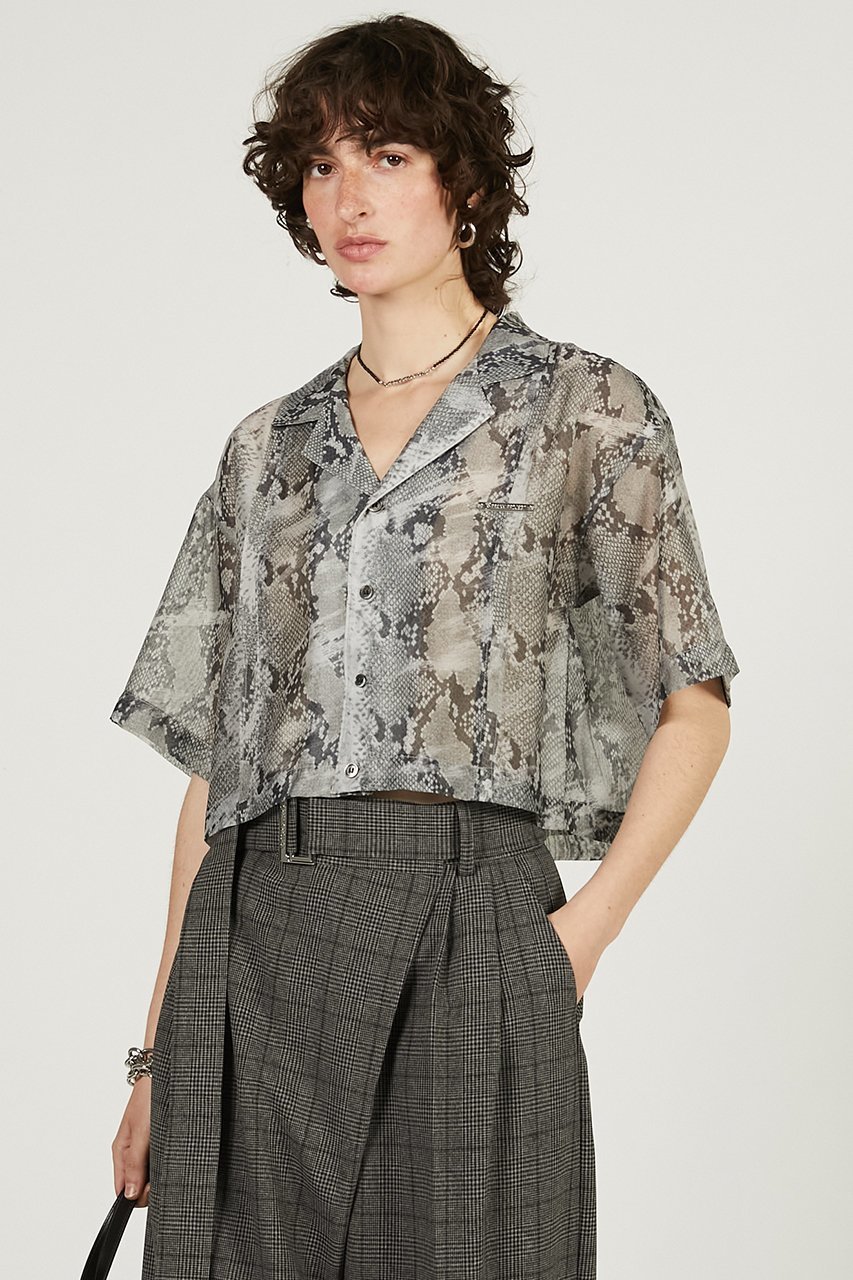 【プランク プロジェクト/PRANK PROJECT】のパイソンプリントシアーシャツ / Python Print Sheer Shirt 人気、トレンドファッション・服の通販 founy(ファニー) 　ファッション　Fashion　レディースファッション　Fashion for Women　トップス・カットソー　Cut & Sew Tops　シャツ・ブラウス・オフィスカジュアル　Elegant Blouses & Button-Ups　シアー　Sheer, See-Through　ショート　Short, Short Length　スリーブ　Sleeve, Long Sleeve / Short Sleeve　バランス　Balance, Style Balance　ボトム　Bottoms, Lower Wear　夏　Summer　other-8|ID: prp329100004925235 ipo3291000000036958696