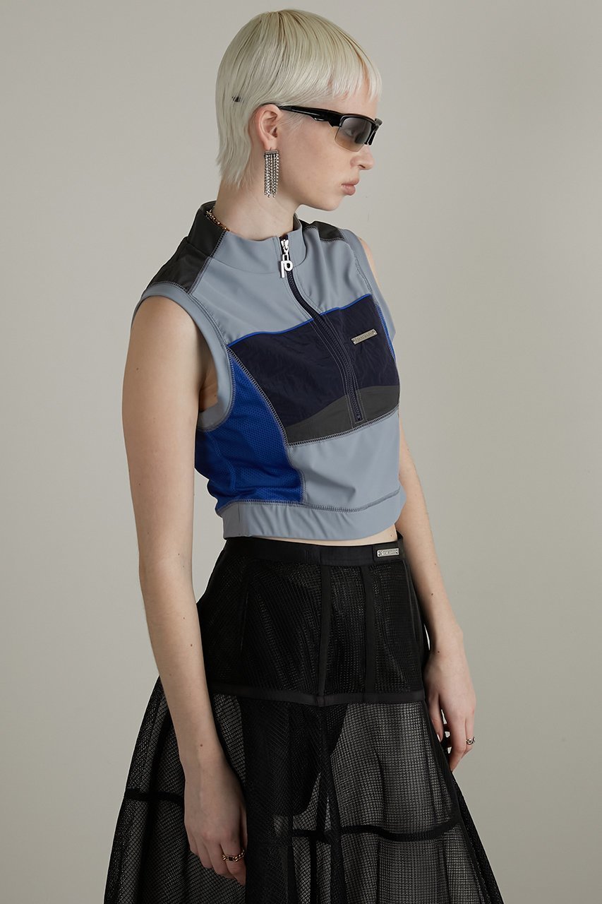 【プランク プロジェクト/PRANK PROJECT】のモトクロスノースリーブトップ / Motocross Sleeveless Top 人気、トレンドファッション・服の通販 founy(ファニー) 　ファッション　Fashion　レディースファッション　Fashion for Women　トップス・カットソー　Cut & Sew Tops　キャミソール&ノースリーブ　Camisoles & Sleeveless Tops　シャツ・ブラウス・オフィスカジュアル　Elegant Blouses & Button-Ups　おすすめ　Recommended / Our Picks　コンパクト　Compact, Small Size　シルバー　Silver, Metallic Silver　スポーティ　Sporty, Casual Athletic　ソックス　Socks, Hosiery　タフタ　Taffeta, Structured Fabric　トレンド　Trend, Trending Now　ノースリーブ　Sleeveless, No-Sleeve　プレート　Plate, Dish　ボトム　Bottoms, Lower Wear　ミニスカート　Mini Skirt, Short Skirt　メッシュ　Mesh, Net Fabric　ワイド　Wide, Wide Fit　水着　Swimsuit, Swimwear　other-7|ID: prp329100004925240 ipo3291000000036958744