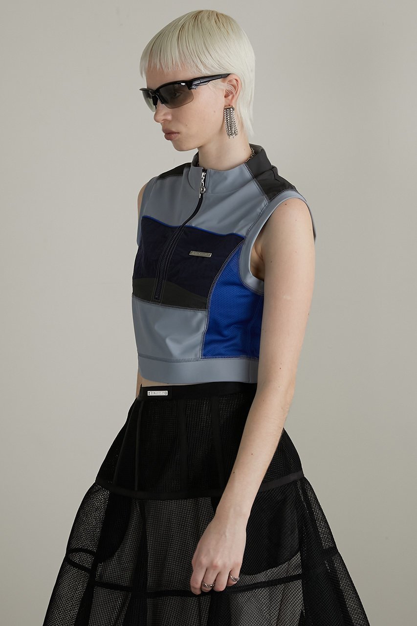 【プランク プロジェクト/PRANK PROJECT】のモトクロスノースリーブトップ / Motocross Sleeveless Top 人気、トレンドファッション・服の通販 founy(ファニー) 　ファッション　Fashion　レディースファッション　Fashion for Women　トップス・カットソー　Cut & Sew Tops　キャミソール&ノースリーブ　Camisoles & Sleeveless Tops　シャツ・ブラウス・オフィスカジュアル　Elegant Blouses & Button-Ups　おすすめ　Recommended / Our Picks　コンパクト　Compact, Small Size　シルバー　Silver, Metallic Silver　スポーティ　Sporty, Casual Athletic　ソックス　Socks, Hosiery　タフタ　Taffeta, Structured Fabric　トレンド　Trend, Trending Now　ノースリーブ　Sleeveless, No-Sleeve　プレート　Plate, Dish　ボトム　Bottoms, Lower Wear　ミニスカート　Mini Skirt, Short Skirt　メッシュ　Mesh, Net Fabric　ワイド　Wide, Wide Fit　水着　Swimsuit, Swimwear　other-8|ID: prp329100004925240 ipo3291000000036958745