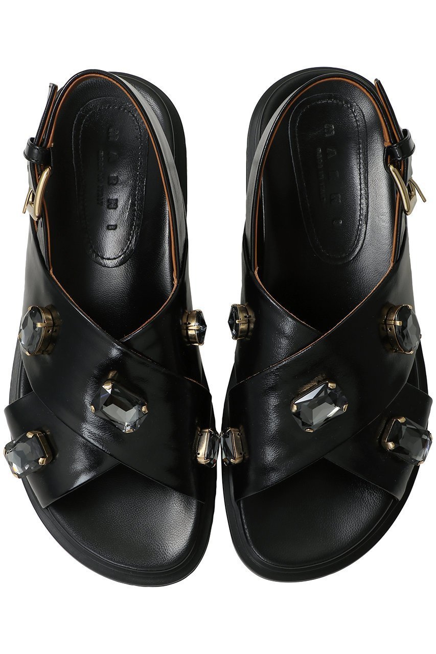 【マルニ/MARNI】のビジュー付きフスベットサンダル 人気、トレンドファッション・服の通販 founy(ファニー) 　ファッション　Fashion　レディースファッション　Fashion for Women　サンダル　Sandals, Summer Shoes　デニム　Denim, Jeans Material　ビジュー　Bijou, Jewel-like Accent　リゾート　Resort, Vacation Style　リュクス　Luxury, Elegant, High-End, Chic　ワイド　Wide, Wide Fit　夏　Summer　新作・新入荷　New Arrivals / New In　other-4|ID: prp329100004925278 ipo3291000000036959038
