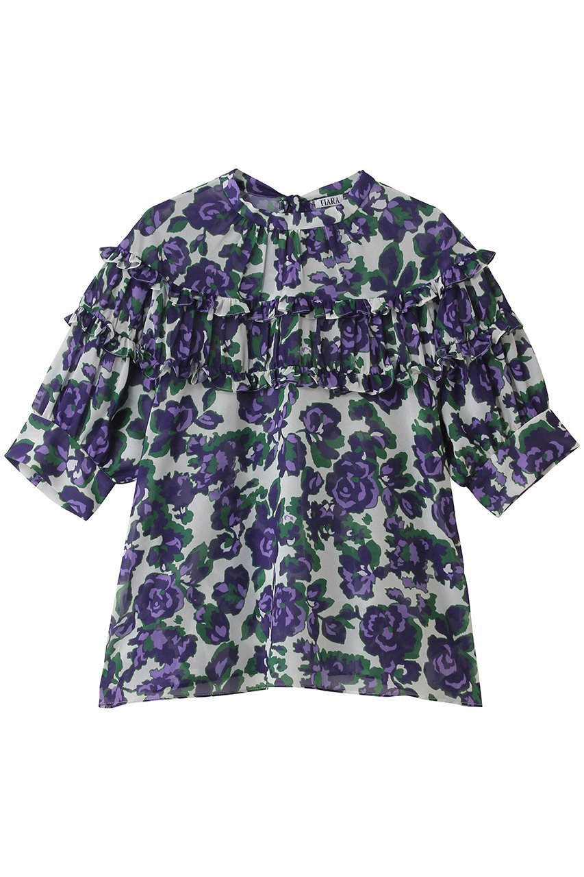 【ティアラ/Tiara】のオールドローズプリントヨークフリルブラウス インテリア・キッズ・メンズ・レディースファッション・服の通販 founy(ファニー) 　ファッション　Fashion　レディースファッション　Fashion for Women　トップス・カットソー　Cut & Sew Tops　シャツ・ブラウス・オフィスカジュアル　Elegant Blouses & Button-Ups　おすすめ　Recommended / Our Picks　エレガント 上品　Elegant　ギャザー　Gathered, Ruffled　ショート　Short, Short Length　シンプル　Simple, Minimal　スリーブ　Sleeve, Long Sleeve / Short Sleeve　パーティ　Party, Party Style　フリル　Frill, Ruffle　プリント　Print, Printed Pattern　リボン　Ribbon, Bow　ローズ　Rose, Rose Motif　新作・新入荷　New Arrivals / New In　オフ|ID: prp329100004925285 ipo3291000000036959079