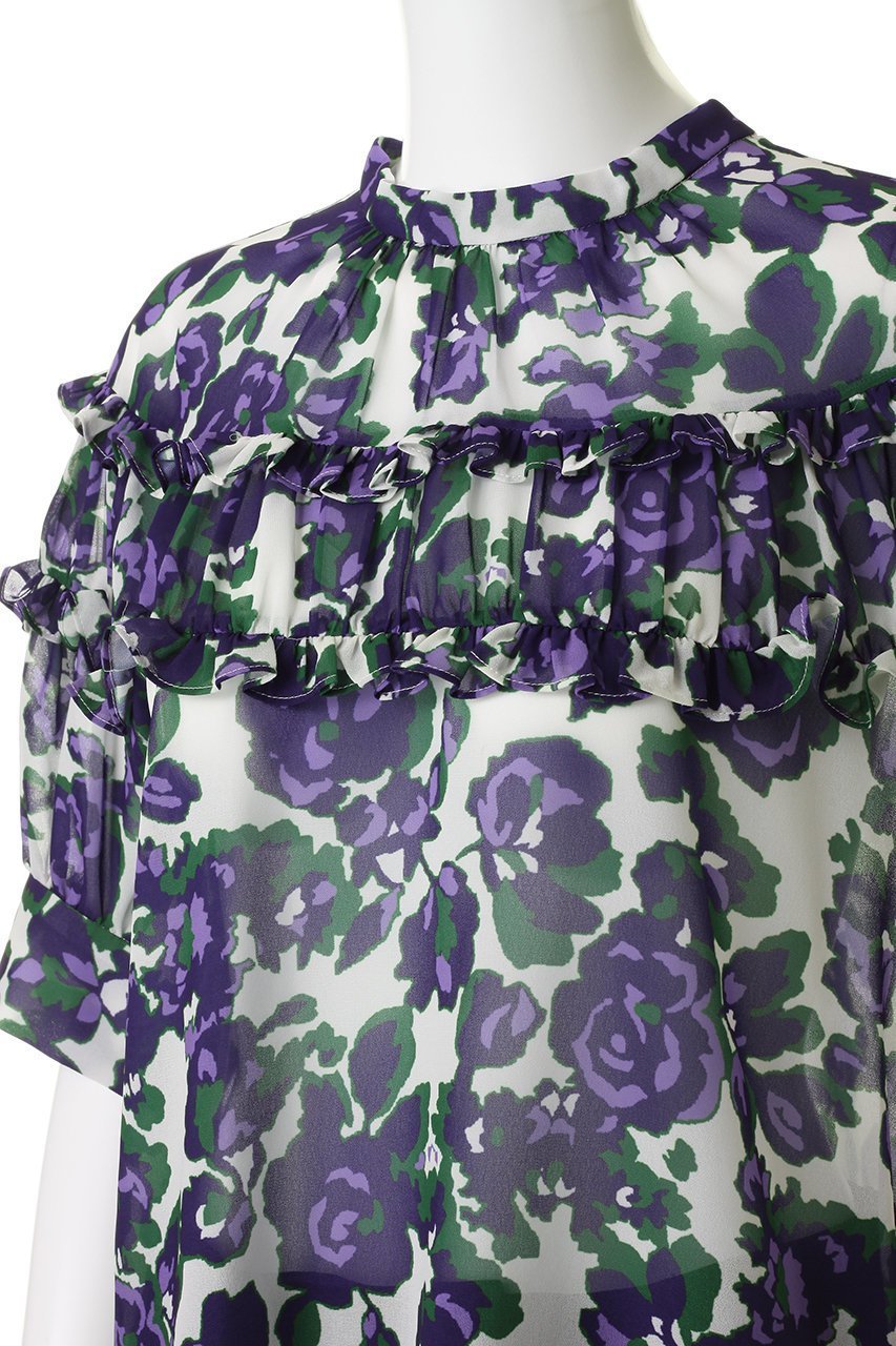 【ティアラ/Tiara】のオールドローズプリントヨークフリルブラウス 人気、トレンドファッション・服の通販 founy(ファニー) 　ファッション　Fashion　レディースファッション　Fashion for Women　トップス・カットソー　Cut & Sew Tops　シャツ・ブラウス・オフィスカジュアル　Elegant Blouses & Button-Ups　おすすめ　Recommended / Our Picks　エレガント 上品　Elegant　ギャザー　Gathered, Ruffled　ショート　Short, Short Length　シンプル　Simple, Minimal　スリーブ　Sleeve, Long Sleeve / Short Sleeve　パーティ　Party, Party Style　フリル　Frill, Ruffle　プリント　Print, Printed Pattern　リボン　Ribbon, Bow　ローズ　Rose, Rose Motif　新作・新入荷　New Arrivals / New In　other-5|ID: prp329100004925285 ipo3291000000036959084