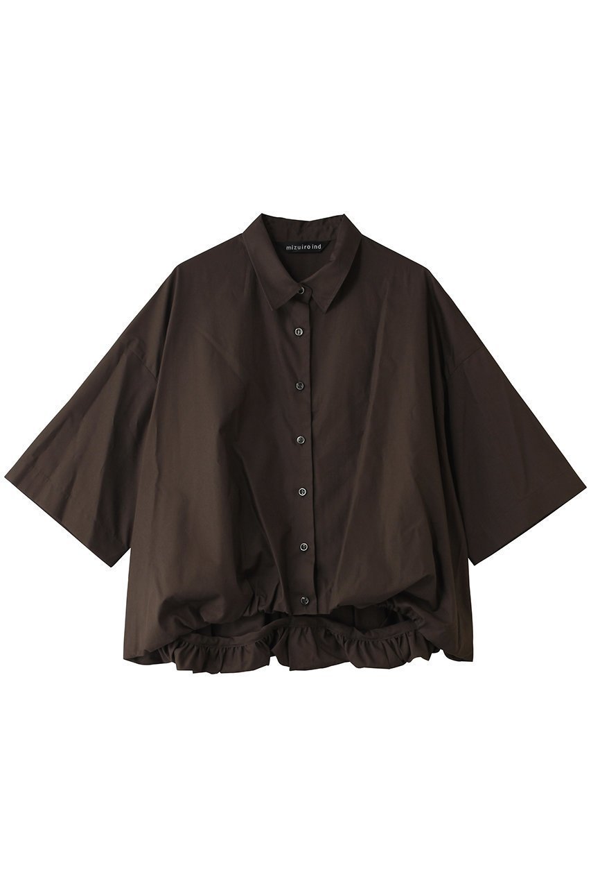 【ミズイロ インド/mizuiro ind】のhalf slv ballon shirt シャツ インテリア・キッズ・メンズ・レディースファッション・服の通販 founy(ファニー) 　ファッション　Fashion　レディースファッション　Fashion for Women　トップス・カットソー　Cut & Sew Tops　シャツ・ブラウス・オフィスカジュアル　Elegant Blouses & Button-Ups　ショート　Short, Short Length　シンプル　Simple, Minimal　スリーブ　Sleeve, Long Sleeve / Short Sleeve　トレンド　Trend, Trending Now　バルーン　Balloon, Balloon Silhouette　フロント　Front, Front Design　半袖　Short Sleeve, Half Sleeve　新作・新入荷　New Arrivals / New In　brown|ID: prp329100004925287 ipo3291000000036959091