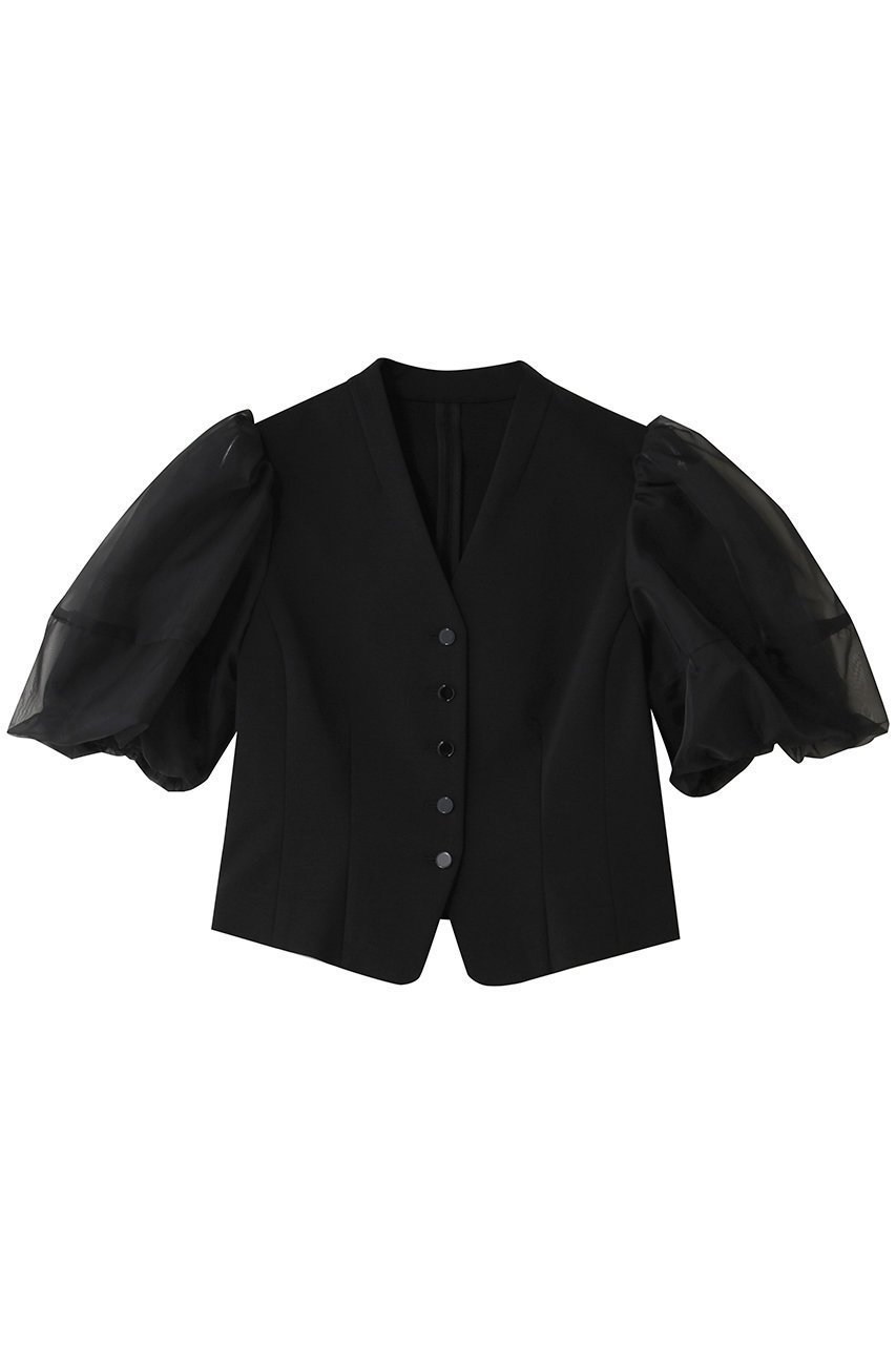 【アルアバイル/allureville】の【LOULOU WILLOUGHBY】ジレドッキングオーガンスリーブトップス インテリア・キッズ・メンズ・レディースファッション・服の通販 founy(ファニー) 　ファッション　Fashion　レディースファッション　Fashion for Women　アウター　Coat / Outerwear Collection　トップス・カットソー　Cut & Sew Tops　シャツ・ブラウス・オフィスカジュアル　Elegant Blouses & Button-Ups　ベスト&ジレ / 重ね着スタイル　Vests & Gilets　ショート　Short, Short Length　スリーブ　Sleeve, Long Sleeve / Short Sleeve　トレンド　Trend, Trending Now　バルーン　Balloon, Balloon Silhouette　新作・新入荷　New Arrivals / New In　ブラック|ID: prp329100004925290 ipo3291000000036959111