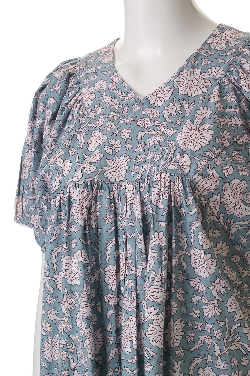 【エスゼット ブロックプリント/SZ Blockprints】の【日本限定】SAI DRESS NILA ショートスリーブワンピース 人気、トレンドファッション・服の通販 founy(ファニー) 　ファッション　Fashion　レディースファッション　Fashion for Women　ワンピース　Dresses　フォーマル・パーティードレス・結婚式用ドレス　Elegant & Casual Dresses　チュニック　Tunic Tops & Dresses　インド　Indian Textile　オリエンタル　Oriental Pattern　チュニック　Tunic, Long Top　フラワー　Flower, Floral　ブロック　Block, Solid Block Pattern　プリント　Print, Printed Pattern　リゾート　Resort, Vacation Style　エレガント 上品　Elegant　other-5|ID: prp329100004926473 ipo3291000000036965505