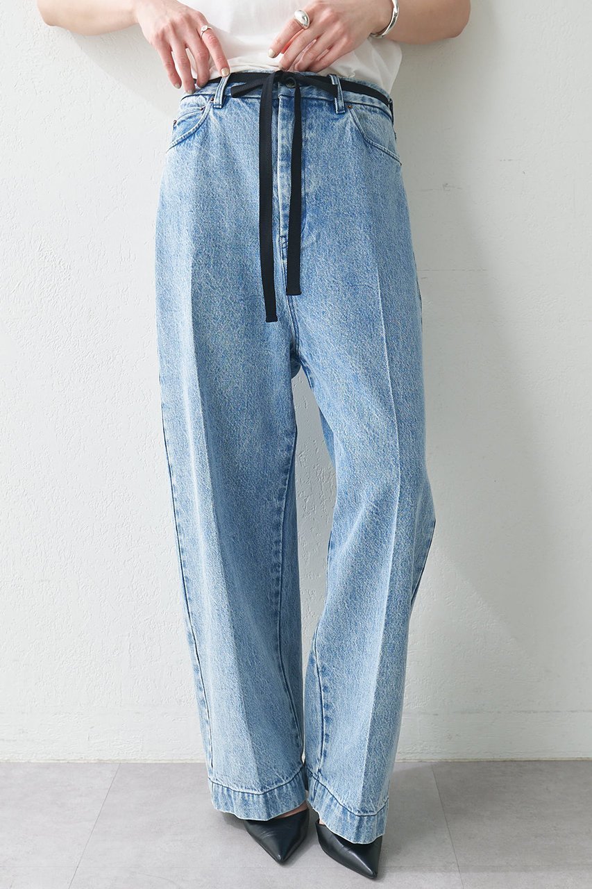 【ウィムガゼット/Whim Gazette】のセンタープレスデニムパンツ 人気、トレンドファッション・服の通販 founy(ファニー) 　ファッション　Fashion　レディースファッション　Fashion for Women　パンツ　Pants & Trousers　デニムパンツ・ジーンズ・美脚デニム　Denim Jeans & Pants　スタイリッシュ　Stylish, Fashionable　センター　Center, Center Line　デニム　Denim, Jeans Material　ハイライズ　High Rise, High Waist　ブリーチ　Bleach, Washed Finish　ワイド　Wide, Wide Fit　ヴィンテージ　Vintage Style　other-2|ID: prp329100004926477 ipo3291000000036965538
