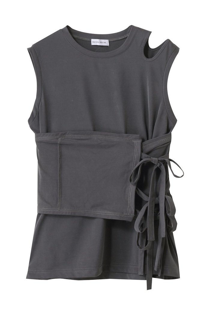 【メゾンスペシャル/MAISON SPECIAL】のRibbon Bare Sleeveless TEE/リボンベアノースリーブTEE インテリア・キッズ・メンズ・レディースファッション・服の通販 founy(ファニー) https://founy.com/ ファッション Fashion レディースファッション Fashion for Women トップス・カットソー Cut & Sew Tops キャミソール&ノースリーブ Camisoles & Sleeveless Tops シャツ・ブラウス・オフィスカジュアル Elegant Blouses & Button-Ups ロングTシャツ・Tシャツ Longline T-Shirts & Tees カットソー・ベーシックTシャツ Cut-and-Sewn Tops / Stretch Tees & Basics インナー Innerwear キャミソール Camisole, Spaghetti Strap Top シンプル Simple, Minimal セットアップ Set-Up, Coordinated Outfit タンク Tank Top, Sleeveless Top ドレープ Drape, Draping Fabric ノースリーブ Sleeveless, No-Sleeve フェミニン Feminine, Girly リボン Ribbon, Bow ワーク Workwear, Utility Style |ID: prp329100004926478 ipo3291000000036965545