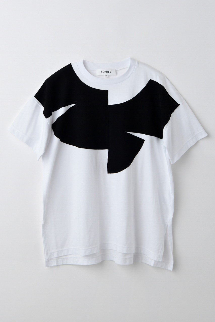 【エンフォルド/ENFOLD】のCOLLAR DOCKING T-SHIRT/Tシャツ インテリア・キッズ・メンズ・レディースファッション・服の通販 founy(ファニー) 　ファッション　Fashion　レディースファッション　Fashion for Women　トップス・カットソー　Cut & Sew Tops　シャツ・ブラウス・オフィスカジュアル　Elegant Blouses & Button-Ups　ロングTシャツ・Tシャツ　Longline T-Shirts & Tees　カットソー・ベーシックTシャツ　Cut-and-Sewn Tops / Stretch Tees & Basics　アシンメトリー　Asymmetrical Style　ショート　Short, Short Length　スリーブ　Sleeve, Long Sleeve / Short Sleeve　セットアップ　Set-Up, Coordinated Outfit　ドッキング　Docking, Mixed Material　ホワイト|ID: prp329100004926491 ipo3291000000036965650