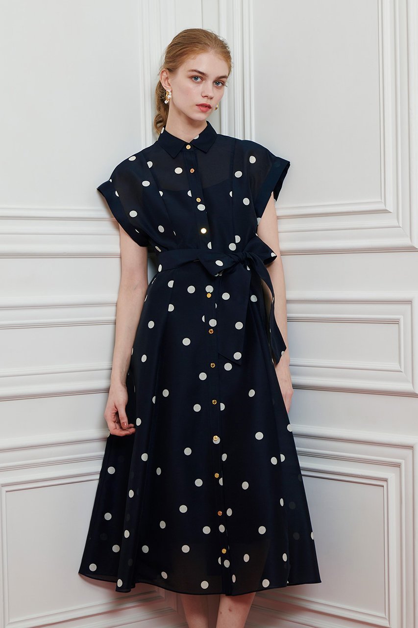 【アルアバイル/allureville】の【Loulou Willoughby】オーガンドットワンピース 人気、トレンドファッション・服の通販 founy(ファニー) 　ファッション　Fashion　レディースファッション　Fashion for Women　ワンピース　Dresses　チュニック　Tunic Tops & Dresses　おすすめ　Recommended / Our Picks　インナー　Innerwear　オーガンジー　Organza Fabric　シアー　Sheer, See-Through　チュニック　Tunic, Long Top　ドット　Polka Dot, Dot Pattern　フィット　Fit, Slim Fit　フェミニン　Feminine, Girly　フレア　Flare, Flared　リボン　Ribbon, Bow　ロング　Long, Long-Length　夏　Summer　other-7|ID: prp329100004926498 ipo3291000000036965714