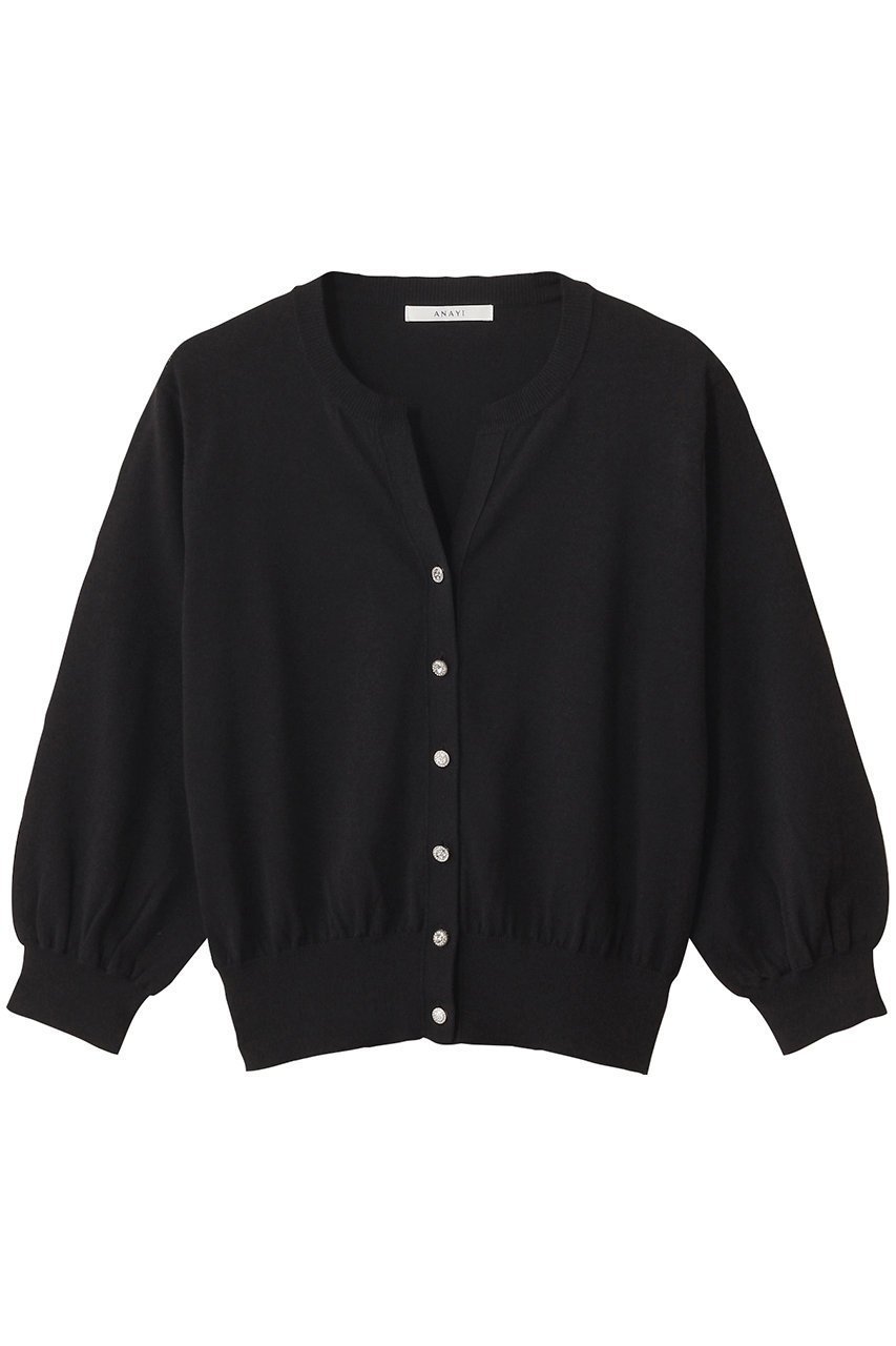 【アナイ/ANAYI】のキーネックアソート釦カーディガン インテリア・キッズ・メンズ・レディースファッション・服の通販 founy(ファニー) 　ファッション　Fashion　レディースファッション　Fashion for Women　トップス・カットソー　Cut & Sew Tops　ニット　Knit Tops & Sweaters　カーディガン・羽織り　Layered Style Cardigans　カーディガン　Cardigan, Knitwear　リュクス　Luxury, Elegant, High-End, Chic　ロング　Long, Long-Length　羽織　Haori, Light Jacket　ブラック|ID: prp329100004926504 ipo3291000000036965752
