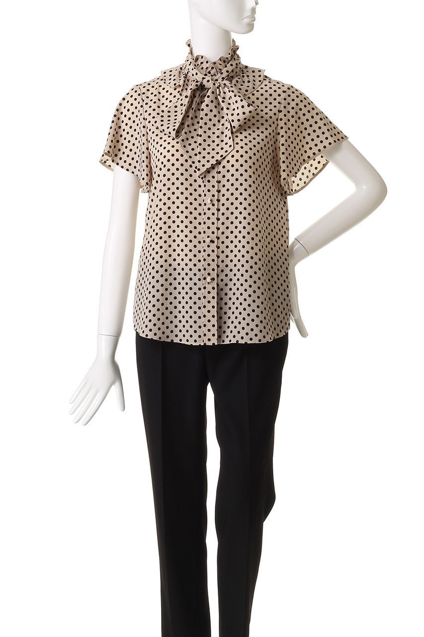 【アルアバイル/allureville】の【Loulou Willoughby】デシンドットフレアスリーブBL A 人気、トレンドファッション・服の通販 founy(ファニー) 　ファッション　Fashion　レディースファッション　Fashion for Women　トップス・カットソー　Cut & Sew Tops　シャツ・ブラウス・オフィスカジュアル　Elegant Blouses & Button-Ups　カーディガン　Cardigan, Knitwear　クラシカル　Classical, Vintage-Inspired　ジャケット　Jacket, Outerwear　スリーブ　Sleeve, Long Sleeve / Short Sleeve　ドット　Polka Dot, Dot Pattern　ロング　Long, Long-Length　エレガント 上品　Elegant　ビジネス 仕事 通勤　Business / Work / Commuting　other-2|ID: prp329100004926515 ipo3291000000036965844