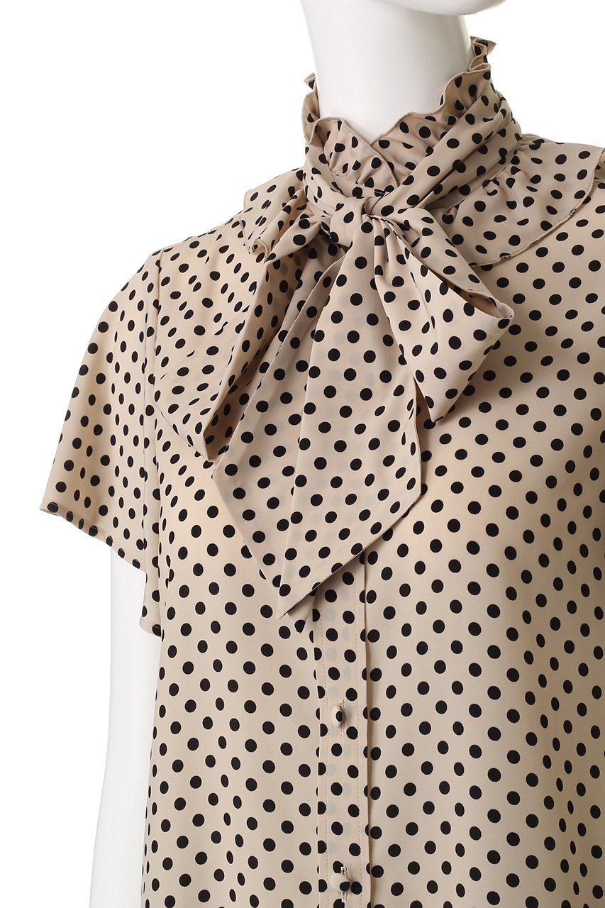 【アルアバイル/allureville】の【Loulou Willoughby】デシンドットフレアスリーブBL A 人気、トレンドファッション・服の通販 founy(ファニー) 　ファッション　Fashion　レディースファッション　Fashion for Women　トップス・カットソー　Cut & Sew Tops　シャツ・ブラウス・オフィスカジュアル　Elegant Blouses & Button-Ups　カーディガン　Cardigan, Knitwear　クラシカル　Classical, Vintage-Inspired　ジャケット　Jacket, Outerwear　スリーブ　Sleeve, Long Sleeve / Short Sleeve　ドット　Polka Dot, Dot Pattern　ロング　Long, Long-Length　エレガント 上品　Elegant　ビジネス 仕事 通勤　Business / Work / Commuting　other-5|ID: prp329100004926515 ipo3291000000036965847