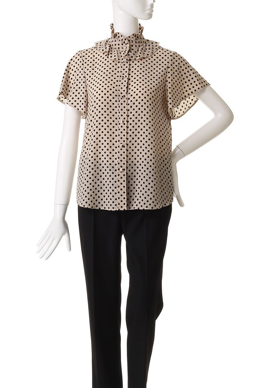 【アルアバイル/allureville】の【Loulou Willoughby】デシンドットフレアスリーブBL A 人気、トレンドファッション・服の通販 founy(ファニー) 　ファッション　Fashion　レディースファッション　Fashion for Women　トップス・カットソー　Cut & Sew Tops　シャツ・ブラウス・オフィスカジュアル　Elegant Blouses & Button-Ups　カーディガン　Cardigan, Knitwear　クラシカル　Classical, Vintage-Inspired　ジャケット　Jacket, Outerwear　スリーブ　Sleeve, Long Sleeve / Short Sleeve　ドット　Polka Dot, Dot Pattern　ロング　Long, Long-Length　エレガント 上品　Elegant　ビジネス 仕事 通勤　Business / Work / Commuting　other-6|ID: prp329100004926515 ipo3291000000036965848