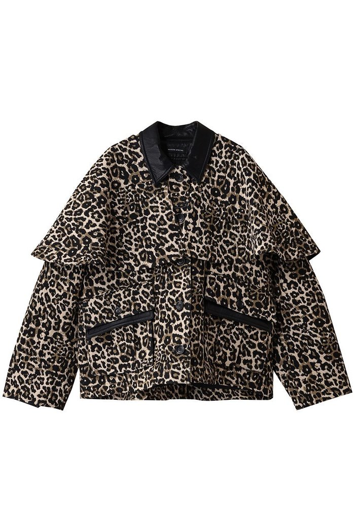 【メゾンスペシャル/MAISON SPECIAL】のleopard Military Cape Jacket/レオパードミリタリーケープジャケット インテリア・キッズ・メンズ・レディースファッション・服の通販 founy(ファニー) https://founy.com/ ファッション Fashion レディースファッション Fashion for Women アウター Coat / Outerwear Collection レディースジャケット・軽アウター Jackets ブルゾンジャケット・スポーティアウター Blouson Jackets アニマル Animal Print ショート Short, Short Length ジャカード／ジャガード Jacquard, Woven Pattern ジャケット Jacket, Outerwear フェイクレザー Faux Leather, PU Leather ブルゾン Blouson, Bomber Jacket ポケット Pocket, Pocket Detail リバーシブル Reversible, Two-Sided レオパード Leopard, Animal Print エレガント 上品 Elegant |ID: prp329100004926525 ipo3291000000036965929
