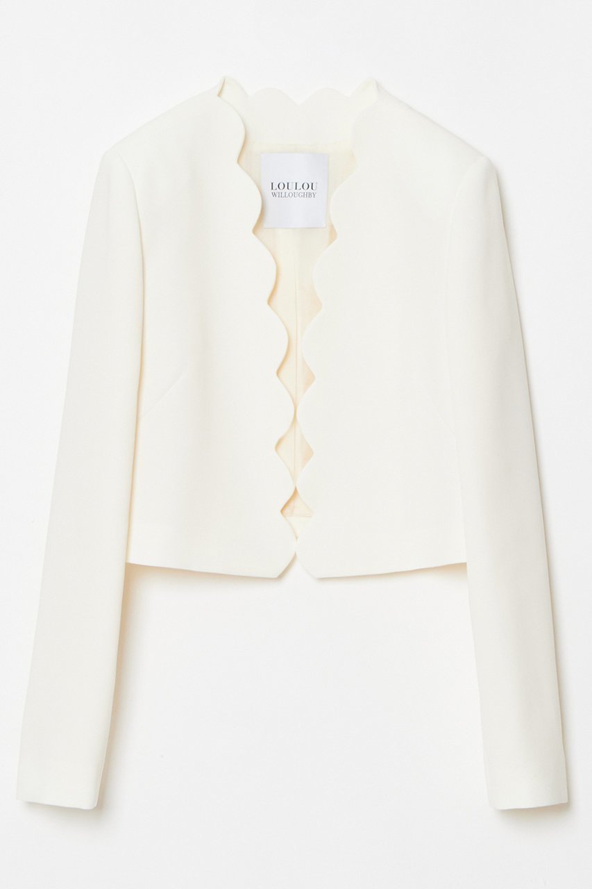 【アルアバイル/allureville】の【LOULOU WILLOUGHBY】ダブルクロススカラップジャケット 人気、トレンドファッション・服の通販 founy(ファニー) 　ファッション　Fashion　レディースファッション　Fashion for Women　アウター　Coat / Outerwear Collection　レディースジャケット・軽アウター　Jackets　おすすめ　Recommended / Our Picks　カッティング　Cutting Detail　コンパクト　Compact, Small Size　ショート　Short, Short Length　ジャケット　Jacket, Outerwear　スカラップ　Scallop, Scalloped Edge　セットアップ　Set-Up, Coordinated Outfit　ダブル　Double, Double-Breasted　フェミニン　Feminine, Girly　 other-1|ID: prp329100004926598 ipo3291000000036966498