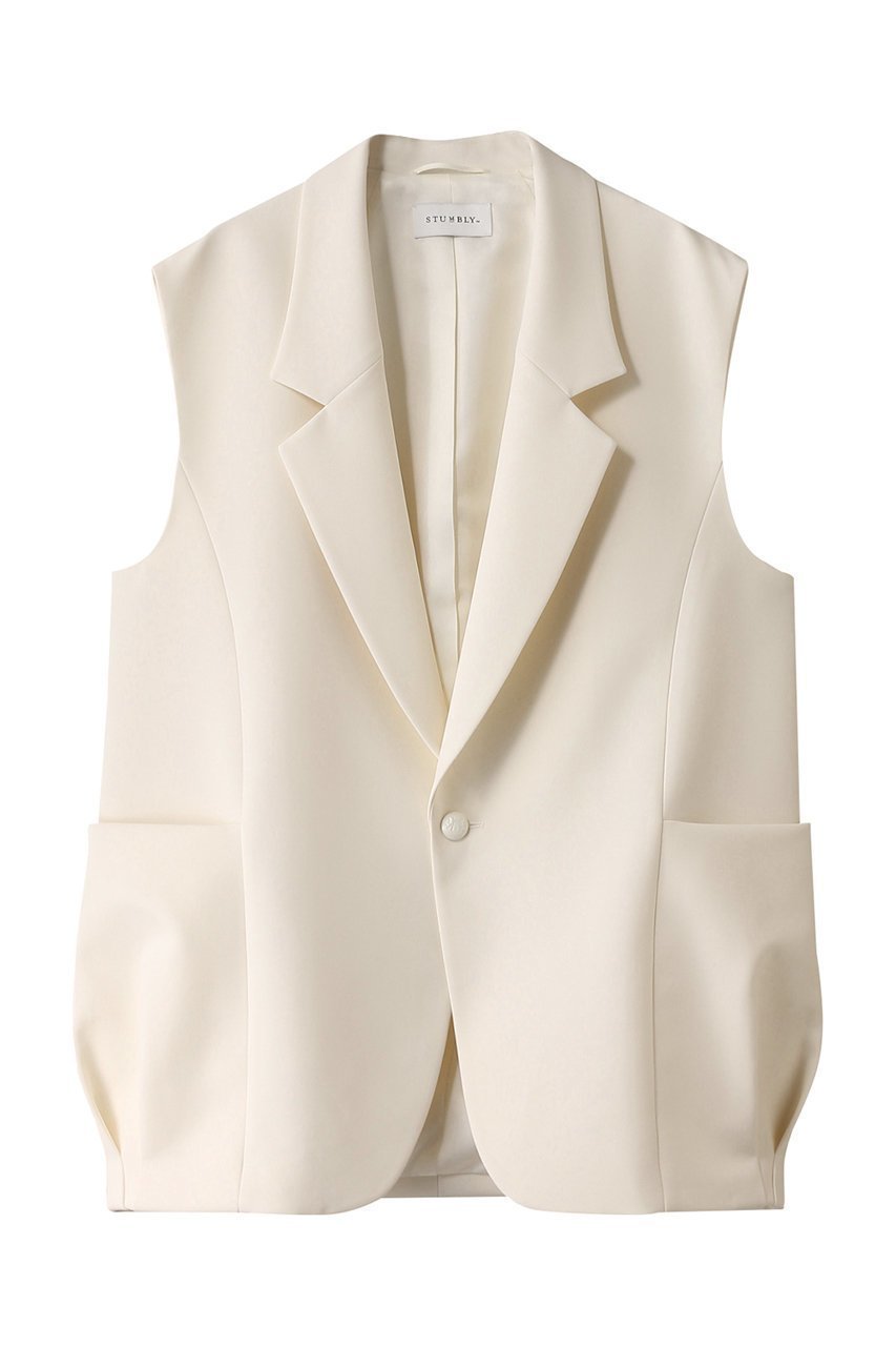 【ヒューエルミュージアム/hueLe Museum】の【STUMBLY】Baloon Silhouette Gilet インテリア・キッズ・メンズ・レディースファッション・服の通販 founy(ファニー) 　ファッション　Fashion　レディースファッション　Fashion for Women　アウター　Coat / Outerwear Collection　レディースジャケット・軽アウター　Jackets　ジャケット　Jacket, Outerwear　バルーン　Balloon, Balloon Silhouette　ベスト　Vest, Waistcoat　ポケット　Pocket, Pocket Detail　エレガント 上品　Elegant　ホワイト|ID: prp329100004926600 ipo3291000000036966515