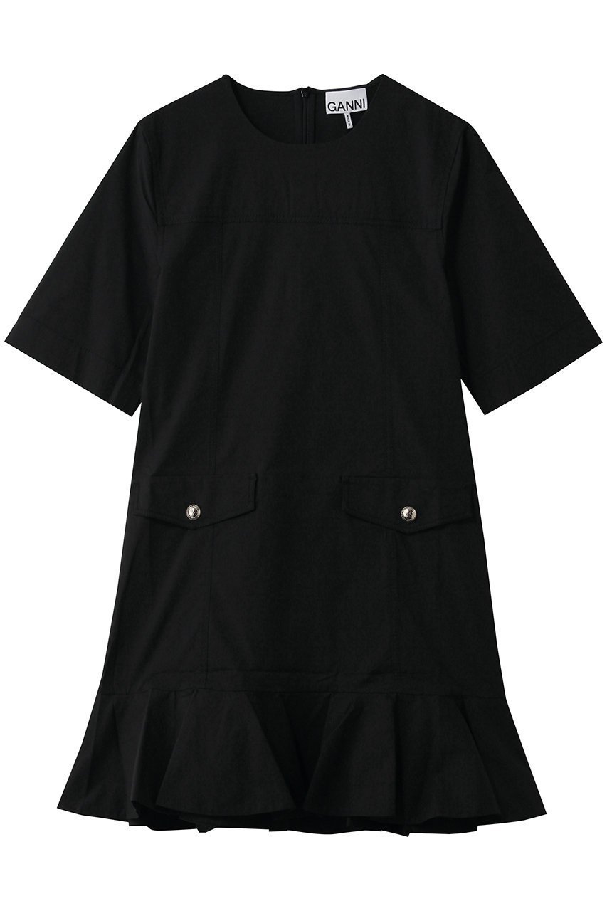 【ガニー/GANNI】のStretch Cotton フリル ミニ ドレス インテリア・キッズ・メンズ・レディースファッション・服の通販 founy(ファニー) 　ファッション　Fashion　レディースファッション　Fashion for Women　ワンピース　Dresses　フォーマル・パーティードレス・結婚式用ドレス　Elegant & Casual Dresses　チュニック　Tunic Tops & Dresses　ジュエリー　Jewelry, Accessories　ストレッチ　Stretch, Stretchy Fabric　チュニック　Tunic, Long Top　ドレス　Dress, One-Piece　フェミニン　Feminine, Girly　フリル　Frill, Ruffle　リュクス　Luxury, Elegant, High-End, Chic　ブラック|ID: prp329100004926613 ipo3291000000036966624