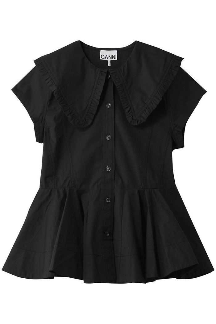 【ガニー/GANNI】のStretch Cotton ピーターパン カラー シャツ インテリア・キッズ・メンズ・レディースファッション・服の通販 founy(ファニー) https://founy.com/ ファッション Fashion レディースファッション Fashion for Women トップス・カットソー Cut & Sew Tops シャツ・ブラウス・オフィスカジュアル Elegant Blouses & Button-Ups ショート Short, Short Length スリーブ Sleeve, Long Sleeve / Short Sleeve フリル Frill, Ruffle ペプラム Peplum, Flared Hem |ID: prp329100004926615 ipo3291000000036966635