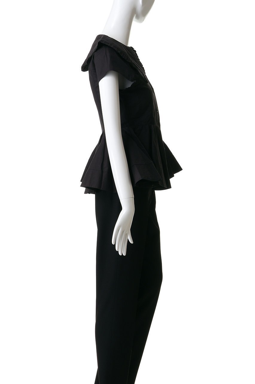 【ガニー/GANNI】のStretch Cotton ピーターパン カラー シャツ 人気、トレンドファッション・服の通販 founy(ファニー) 　ファッション　Fashion　レディースファッション　Fashion for Women　トップス・カットソー　Cut & Sew Tops　シャツ・ブラウス・オフィスカジュアル　Elegant Blouses & Button-Ups　ショート　Short, Short Length　スリーブ　Sleeve, Long Sleeve / Short Sleeve　フリル　Frill, Ruffle　ペプラム　Peplum, Flared Hem　other-3|ID: prp329100004926615 ipo3291000000036966638