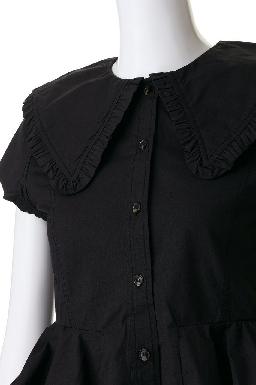 【ガニー/GANNI】のStretch Cotton ピーターパン カラー シャツ 人気、トレンドファッション・服の通販 founy(ファニー) 　ファッション　Fashion　レディースファッション　Fashion for Women　トップス・カットソー　Cut & Sew Tops　シャツ・ブラウス・オフィスカジュアル　Elegant Blouses & Button-Ups　ショート　Short, Short Length　スリーブ　Sleeve, Long Sleeve / Short Sleeve　フリル　Frill, Ruffle　ペプラム　Peplum, Flared Hem　other-5|ID: prp329100004926615 ipo3291000000036966640