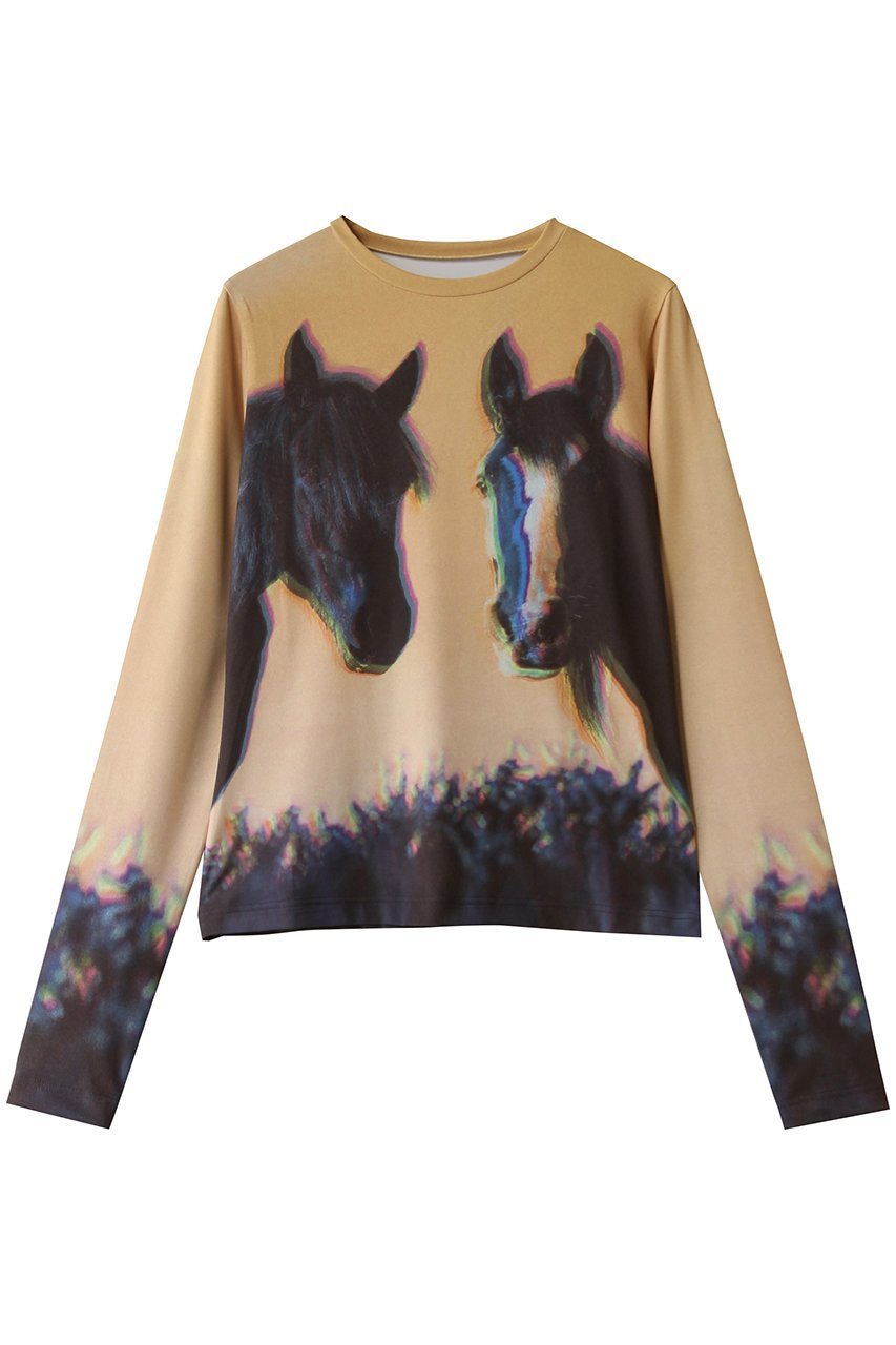 【メゾンスペシャル/MAISON SPECIAL】のTwin Horse Skin Top/ツインホーススキントップ インテリア・キッズ・メンズ・レディースファッション・服の通販 founy(ファニー) 　ファッション　Fashion　レディースファッション　Fashion for Women　トップス・カットソー　Cut & Sew Tops　シャツ・ブラウス・オフィスカジュアル　Elegant Blouses & Button-Ups　ロングTシャツ・Tシャツ　Longline T-Shirts & Tees　カットソー・ベーシックTシャツ　Cut-and-Sewn Tops / Stretch Tees & Basics　インナー　Innerwear　スリーブ　Sleeve, Long Sleeve / Short Sleeve　フィット　Fit, Slim Fit　プリント　Print, Printed Pattern　ロング　Long, Long-Length　BGE(ベージュ)|ID: prp329100004926622 ipo3291000000036966681