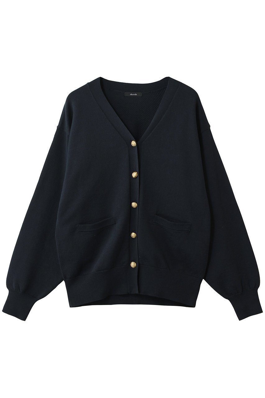【アルアバイル/allureville】のコットンインレードルマンSL カーディガン インテリア・キッズ・メンズ・レディースファッション・服の通販 founy(ファニー) 　ファッション　Fashion　レディースファッション　Fashion for Women　トップス・カットソー　Cut & Sew Tops　ニット　Knit Tops & Sweaters　カーディガン・羽織り　Layered Style Cardigans　カーディガン　Cardigan, Knitwear　スマート　Smart, Elegant　再入荷　Restock / Back in Stock　ネイビー|ID: prp329100004926642 ipo3291000000036966845