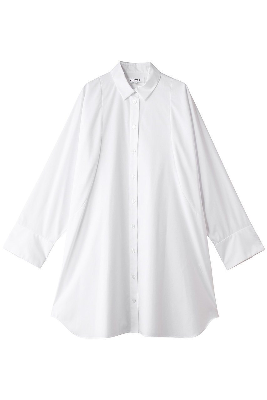【エンフォルド/ENFOLD】のSHAPE LONG-SHIRT インテリア・キッズ・メンズ・レディースファッション・服の通販 founy(ファニー) 　ファッション　Fashion　レディースファッション　Fashion for Women　トップス・カットソー　Cut & Sew Tops　シャツ・ブラウス・オフィスカジュアル　Elegant Blouses & Button-Ups　シェイプ　Shape, Slim Fit　ショルダー　Shoulder, Shoulder Strap　スリーブ　Sleeve, Long Sleeve / Short Sleeve　リラックス　Relax, Relaxed Fit　ルーズ　Loose, Oversized　ロング　Long, Long-Length　ワイド　Wide, Wide Fit　ホワイト|ID: prp329100004926671 ipo3291000000036967054