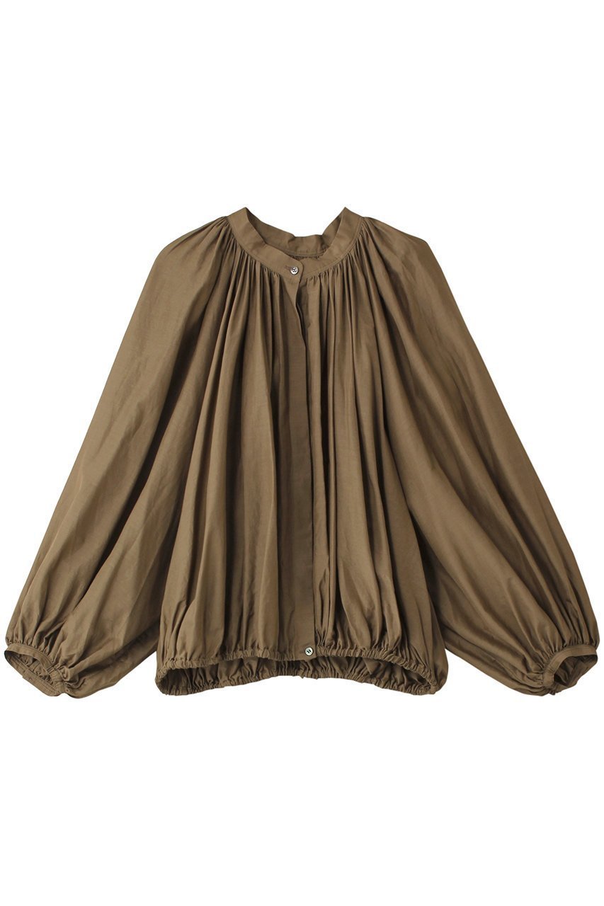 【ガリャルダガランテ/GALLARDAGALANTE】の【HERITANOVUM】ギャザーラグランブラウス インテリア・キッズ・メンズ・レディースファッション・服の通販 founy(ファニー) 　ファッション　Fashion　レディースファッション　Fashion for Women　トップス・カットソー　Cut & Sew Tops　シャツ・ブラウス・オフィスカジュアル　Elegant Blouses & Button-Ups　ギャザー　Gathered, Ruffled　スリーブ　Sleeve, Long Sleeve / Short Sleeve　トレンド　Trend, Trending Now　バルーン　Balloon, Balloon Silhouette　ロング　Long, Long-Length　カーキ|ID: prp329100004926698 ipo3291000000036967262