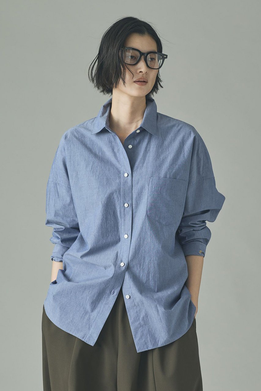 【カレンソロジー/Curensology】の〈&RC〉イングレインビッグシャツ インテリア・キッズ・メンズ・レディースファッション・服の通販 founy(ファニー) 　ファッション　Fashion　レディースファッション　Fashion for Women　トップス・カットソー　Cut & Sew Tops　シャツ・ブラウス・オフィスカジュアル　Elegant Blouses & Button-Ups　コンパクト　Compact, Small Size　シャンブレー　Chambray, Denim-Like Fabric　スリーブ　Sleeve, Long Sleeve / Short Sleeve　タイプライター　Typewriter Fabric, Crisp Cotton　ビジネス 仕事 通勤　Business / Work / Commuting　ロング　Long, Long-Length　ワッシャー　Washer, Crinkled Finish　人気　Popular, Best Seller　定番　Standard, Basic Item　日本製　Made In Japan　羽織　Haori, Light Jacket　シャンブレーブルー|ID: prp329100004926742 ipo3291000000036967587