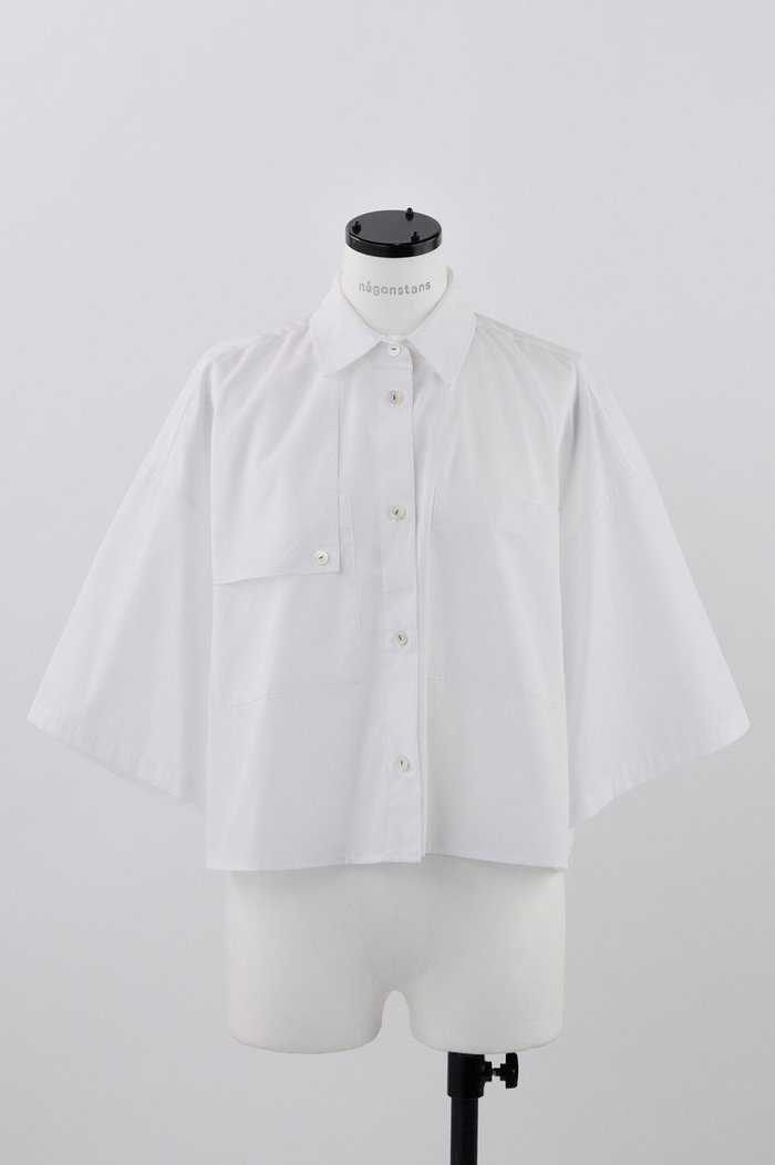 【ナゴンスタンス/nagonstans】のT/Cブロード フレアスリーブ SH/シャツ インテリア・キッズ・メンズ・レディースファッション・服の通販 founy(ファウニー) https://founy.com/ ファッション Fashion レディースファッション Fashion for Women トップス・カットソー Cut & Sew Tops シャツ・ブラウス・オフィスカジュアル Elegant Blouses & Button-Ups クロップド Cropped, Short Length ショート Short, Short Length シンプル Simple, Minimal スリーブ Sleeve, Long Sleeve / Short Sleeve フレア Flare, Flared ブロード Broadcloth, Fine Cotton |ID: prp329100004926746 ipo3291000000036967617