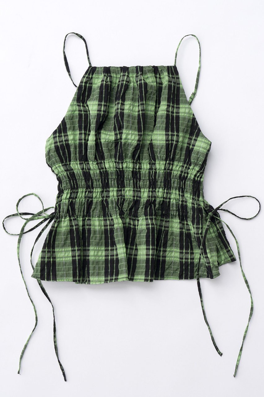 【メゾンスペシャル/MAISON SPECIAL】のChecked Shirring Bustier/チェックシャーリングビスチェ インテリア・キッズ・メンズ・レディースファッション・服の通販 founy(ファニー) 　ファッション　Fashion　レディースファッション　Fashion for Women　トップス・カットソー　Cut & Sew Tops　キャミソール&ノースリーブ　Camisoles & Sleeveless Tops　シャツ・ブラウス・オフィスカジュアル　Elegant Blouses & Button-Ups　ビスチェ　Bustiers & Corset Tops / Layered Bustier Style　おすすめ　Recommended / Our Picks　コンパクト　Compact, Small Size　セットアップ　Set-Up, Coordinated Outfit　ノースリーブ　Sleeveless, No-Sleeve　リラックス　Relax, Relaxed Fit　夏　Summer　GRN(グリーン)|ID: prp329100004926748 ipo3291000000036967630