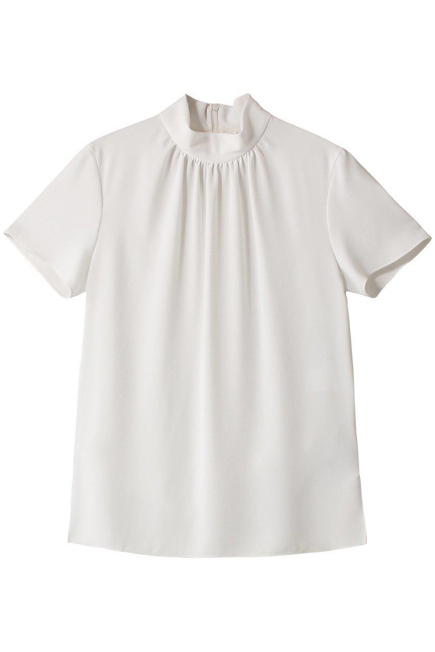 【ベイジ,/BEIGE,】のEVA(エバ)/ハイネックブラウス インテリア・キッズ・メンズ・レディースファッション・服の通販 founy(ファニー) 　ファッション　Fashion　レディースファッション　Fashion for Women　トップス・カットソー　Cut & Sew Tops　シャツ・ブラウス・オフィスカジュアル　Elegant Blouses & Button-Ups　ギャザー　Gathered, Ruffled　ショート　Short, Short Length　シンプル　Simple, Minimal　スリーブ　Sleeve, Long Sleeve / Short Sleeve　セレモニー　Ceremony　ドレープ　Drape, Draping Fabric　ハイネック　High Neck, Mock Neck　エレガント 上品　Elegant　White|ID: prp329100004926750 ipo3291000000036967649