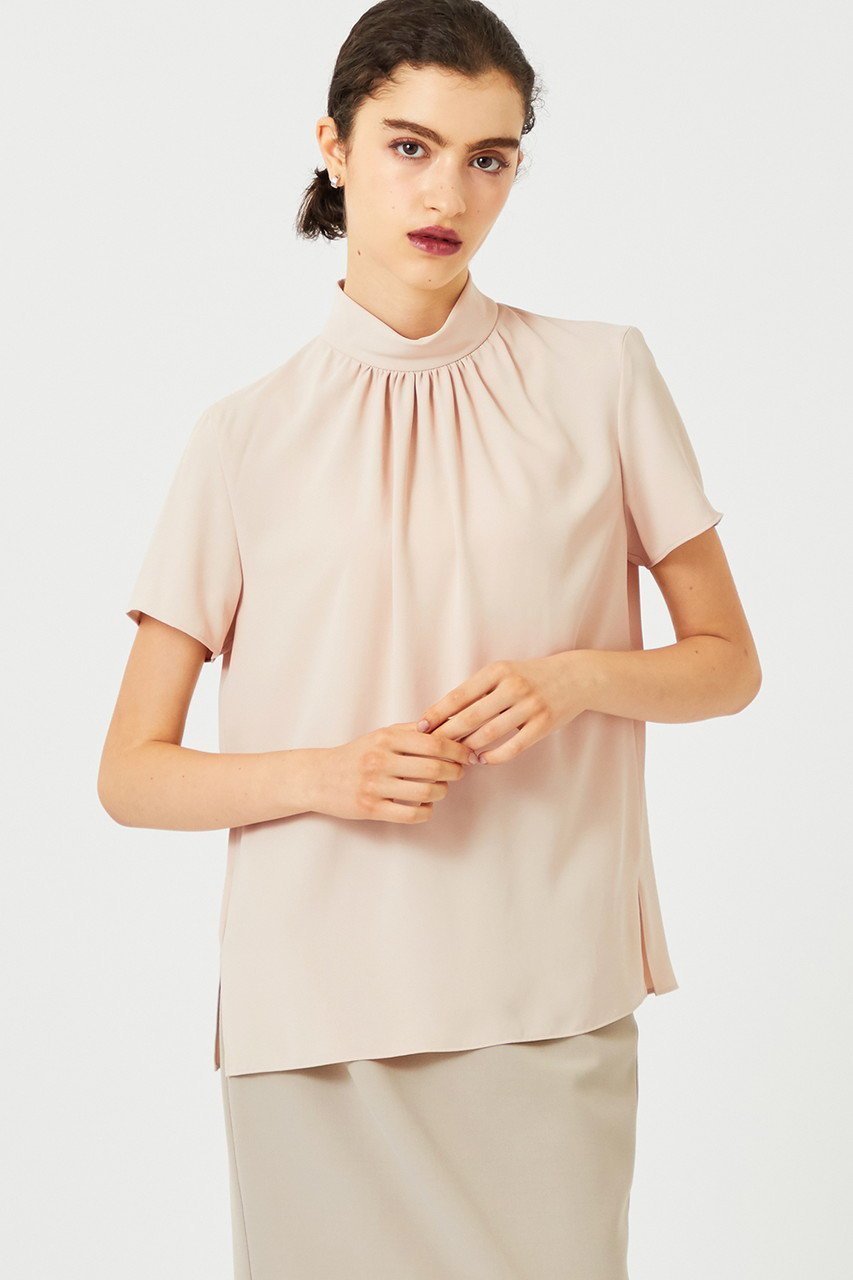 【ベイジ,/BEIGE,】のEVA(エバ)/ハイネックブラウス 人気、トレンドファッション・服の通販 founy(ファニー) 　ファッション　Fashion　レディースファッション　Fashion for Women　トップス・カットソー　Cut & Sew Tops　シャツ・ブラウス・オフィスカジュアル　Elegant Blouses & Button-Ups　ギャザー　Gathered, Ruffled　ショート　Short, Short Length　シンプル　Simple, Minimal　スリーブ　Sleeve, Long Sleeve / Short Sleeve　セレモニー　Ceremony　ドレープ　Drape, Draping Fabric　ハイネック　High Neck, Mock Neck　エレガント 上品　Elegant　other-6|ID: prp329100004926750 ipo3291000000036967660