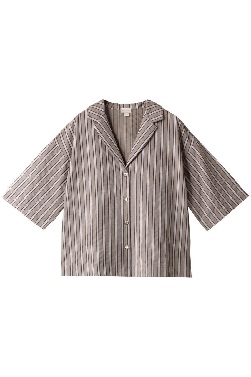 【ハンロ/HANRO】のURBAN CASUALS 半袖 インテリア・キッズ・メンズ・レディースファッション・服の通販 founy(ファニー) 　ファッション　Fashion　レディースファッション　Fashion for Women　トップス・カットソー　Cut & Sew Tops　シャツ・ブラウス・オフィスカジュアル　Elegant Blouses & Button-Ups　ショート　Short, Short Length　スタイリッシュ　Stylish, Fashionable　ストライプ　Stripe, Striped Pattern　スリーブ　Sleeve, Long Sleeve / Short Sleeve　リラックス　Relax, Relaxed Fit　半袖　Short Sleeve, Half Sleeve　ブラウン|ID: prp329100004926752 ipo3291000000036967663