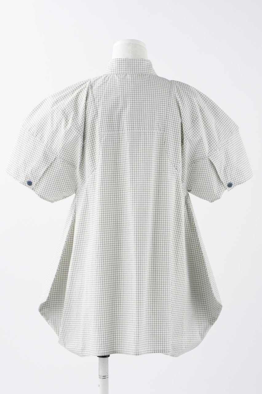 【エンフォルド/ENFOLD】のグラフチェック シルエット SH/シャツ 人気、トレンドファッション・服の通販 founy(ファニー) 　ファッション　Fashion　レディースファッション　Fashion for Women　トップス・カットソー　Cut & Sew Tops　シャツ・ブラウス・オフィスカジュアル　Elegant Blouses & Button-Ups　ショート　Short, Short Length　スリーブ　Sleeve, Long Sleeve / Short Sleeve　チェック　Check, Plaid, Tartan　パターン　Pattern, Design Print　ピーチ　Peach, Soft Touch　other-3|ID: prp329100004926763 ipo3291000000036967745