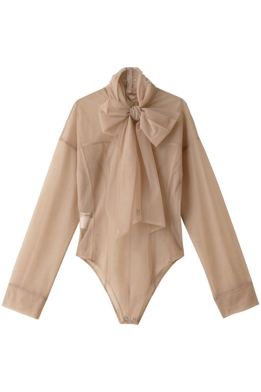 【プランク プロジェクト/PRANK PROJECT】のチュールボウタイボディスーツ / Tulle Bow Tie Bodysuit インテリア・キッズ・メンズ・レディースファッション・服の通販 founy(ファニー) 　ファッション　Fashion　レディースファッション　Fashion for Women　トップス・カットソー　Cut & Sew Tops　シャツ・ブラウス・オフィスカジュアル　Elegant Blouses & Button-Ups　おすすめ　Recommended / Our Picks　インナー　Innerwear　スウェット / スエット　Sweatshirt, Sweatwear　スリーブ　Sleeve, Long Sleeve / Short Sleeve　スーツ　Suit, Formalwear　チュール　Tulip, Tulip Motif　ブルゾン　Blouson, Bomber Jacket　マニッシュ　Mannish, Boyish　ロング　Long, Long-Length　BGE(ベージュ)|ID: prp329100004926796 ipo3291000000036967960