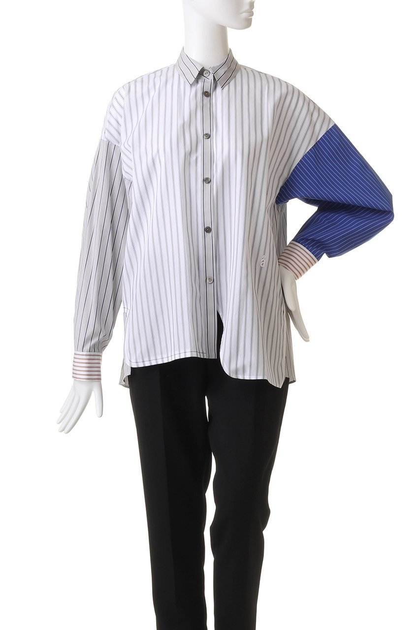 【ナゴンスタンス/nagonstans】のMultiストライプ MIX hem SH/シャツ 人気、トレンドファッション・服の通販 founy(ファニー) 　ファッション　Fashion　レディースファッション　Fashion for Women　トップス・カットソー　Cut & Sew Tops　シャツ・ブラウス・オフィスカジュアル　Elegant Blouses & Button-Ups　カフス　Cuff Design　ストライプ　Stripe, Striped Pattern　スリーブ　Sleeve, Long Sleeve / Short Sleeve　ミックス　Mix, Mixed Style　ロング　Long, Long-Length　other-2|ID: prp329100004926805 ipo3291000000036968018