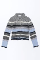 【メゾンスペシャル/MAISON SPECIAL】のMulti Border Spiky Knit Shirt/マルチボーダートゲトゲニットシャツ BLU(ブルー)|ID: prp329100004926806 ipo3291000000036968028