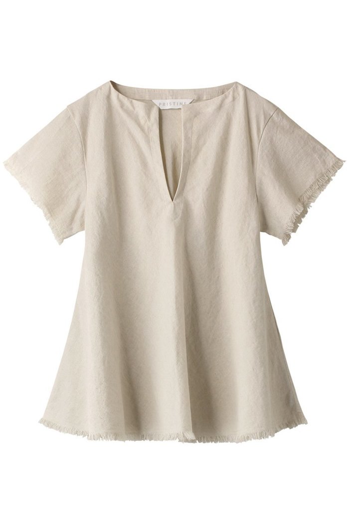 【プリスティン/PRISTINE】のCL平織フリンジブラウス インテリア・キッズ・メンズ・レディースファッション・服の通販 founy(ファウニー) https://founy.com/ ファッション Fashion レディースファッション Fashion for Women トップス・カットソー Cut & Sew Tops シャツ・ブラウス・オフィスカジュアル Elegant Blouses & Button-Ups ショート Short, Short Length シンプル Simple, Minimal スリーブ Sleeve, Long Sleeve / Short Sleeve フリンジ Fringe, Tassel フレア Flare, Flared リネン Linen, Linen Fabric エレガント 上品 Elegant |ID: prp329100004926819 ipo3291000000036968130