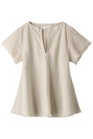 【プリスティン/PRISTINE】のCL平織フリンジブラウス 人気、トレンドファッション・服の通販 founy(ファニー) ファッション Fashion レディースファッション Fashion for Women トップス・カットソー Cut & Sew Tops シャツ・ブラウス・オフィスカジュアル Elegant Blouses & Button-Ups ショート Short, Short Length シンプル Simple, Minimal スリーブ Sleeve, Long Sleeve / Short Sleeve フリンジ Fringe, Tassel フレア Flare, Flared リネン Linen, Linen Fabric エレガント 上品 Elegant |ID:prp329100004926819