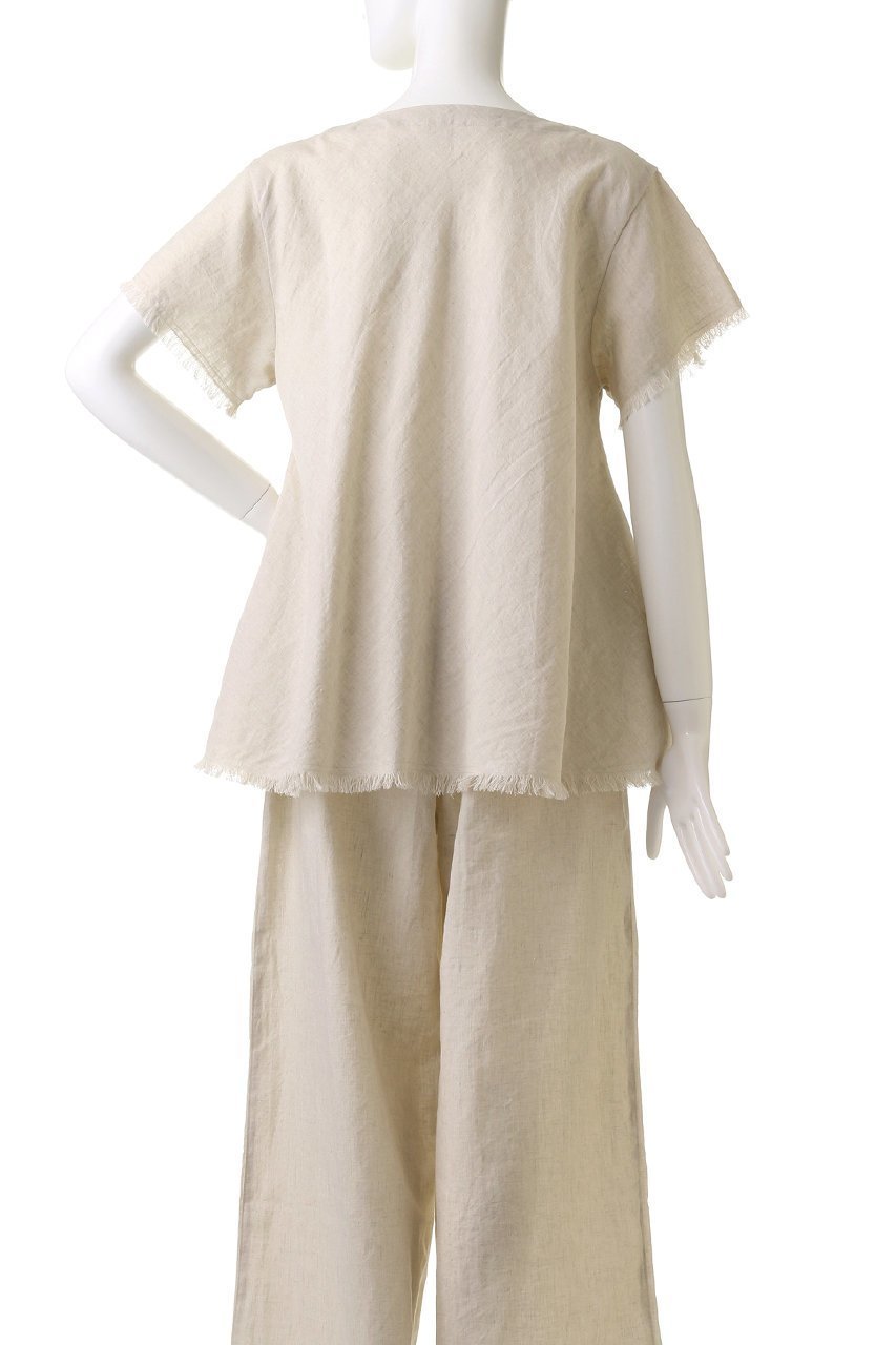 【プリスティン/PRISTINE】のCL平織フリンジブラウス 人気、トレンドファッション・服の通販 founy(ファニー) 　ファッション　Fashion　レディースファッション　Fashion for Women　トップス・カットソー　Cut & Sew Tops　シャツ・ブラウス・オフィスカジュアル　Elegant Blouses & Button-Ups　ショート　Short, Short Length　シンプル　Simple, Minimal　スリーブ　Sleeve, Long Sleeve / Short Sleeve　フリンジ　Fringe, Tassel　フレア　Flare, Flared　リネン　Linen, Linen Fabric　エレガント 上品　Elegant　other-4|ID: prp329100004926819 ipo3291000000036968134