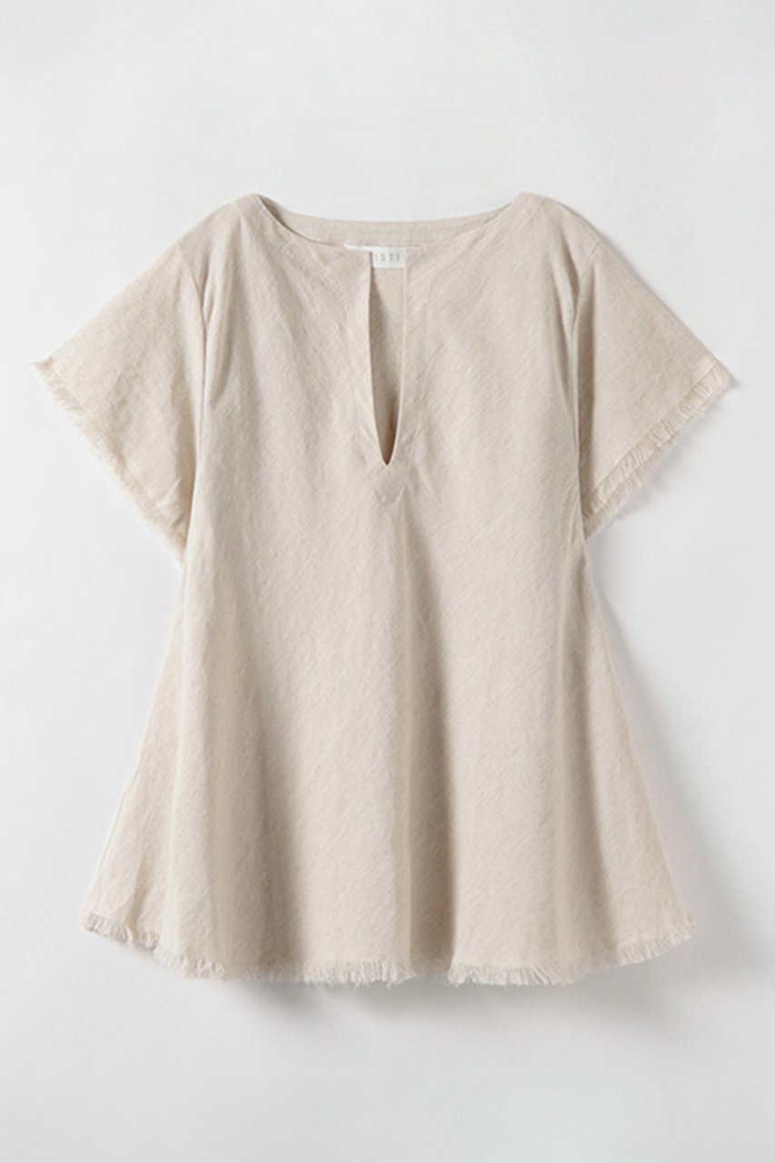 【プリスティン/PRISTINE】のCL平織フリンジブラウス 人気、トレンドファッション・服の通販 founy(ファニー) 　ファッション　Fashion　レディースファッション　Fashion for Women　トップス・カットソー　Cut & Sew Tops　シャツ・ブラウス・オフィスカジュアル　Elegant Blouses & Button-Ups　ショート　Short, Short Length　シンプル　Simple, Minimal　スリーブ　Sleeve, Long Sleeve / Short Sleeve　フリンジ　Fringe, Tassel　フレア　Flare, Flared　リネン　Linen, Linen Fabric　エレガント 上品　Elegant　other-6|ID: prp329100004926819 ipo3291000000036968136