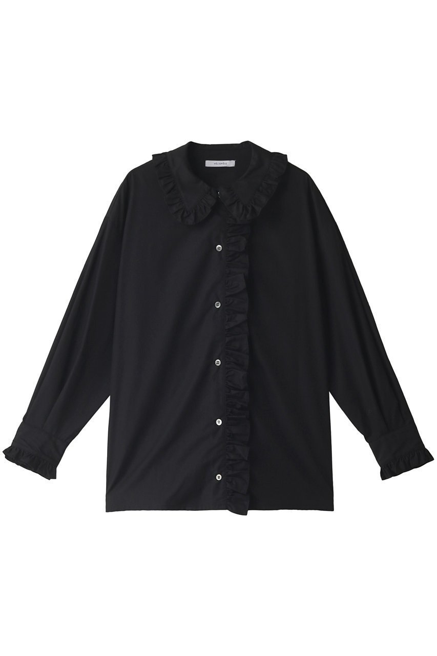 【エリオポール/heliopole】のコットンタイプライターフリルシャツ インテリア・キッズ・メンズ・レディースファッション・服の通販 founy(ファニー) 　ファッション　Fashion　レディースファッション　Fashion for Women　トップス・カットソー　Cut & Sew Tops　シャツ・ブラウス・オフィスカジュアル　Elegant Blouses & Button-Ups　スリーブ　Sleeve, Long Sleeve / Short Sleeve　タイプライター　Typewriter Fabric, Crisp Cotton　パーティ　Party, Party Style　フェミニン　Feminine, Girly　フリル　Frill, Ruffle　ロング　Long, Long-Length　エレガント 上品　Elegant　長袖　Long Sleeve, Full Sleeve　ブラック|ID: prp329100004926820 ipo3291000000036968139